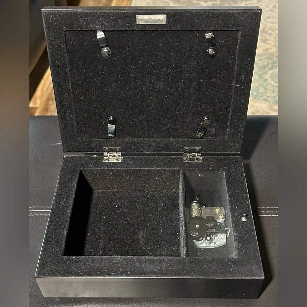 Cottage Garden Black Framed Decorative Jewelry/ Music Box 8”X6”X2.5”